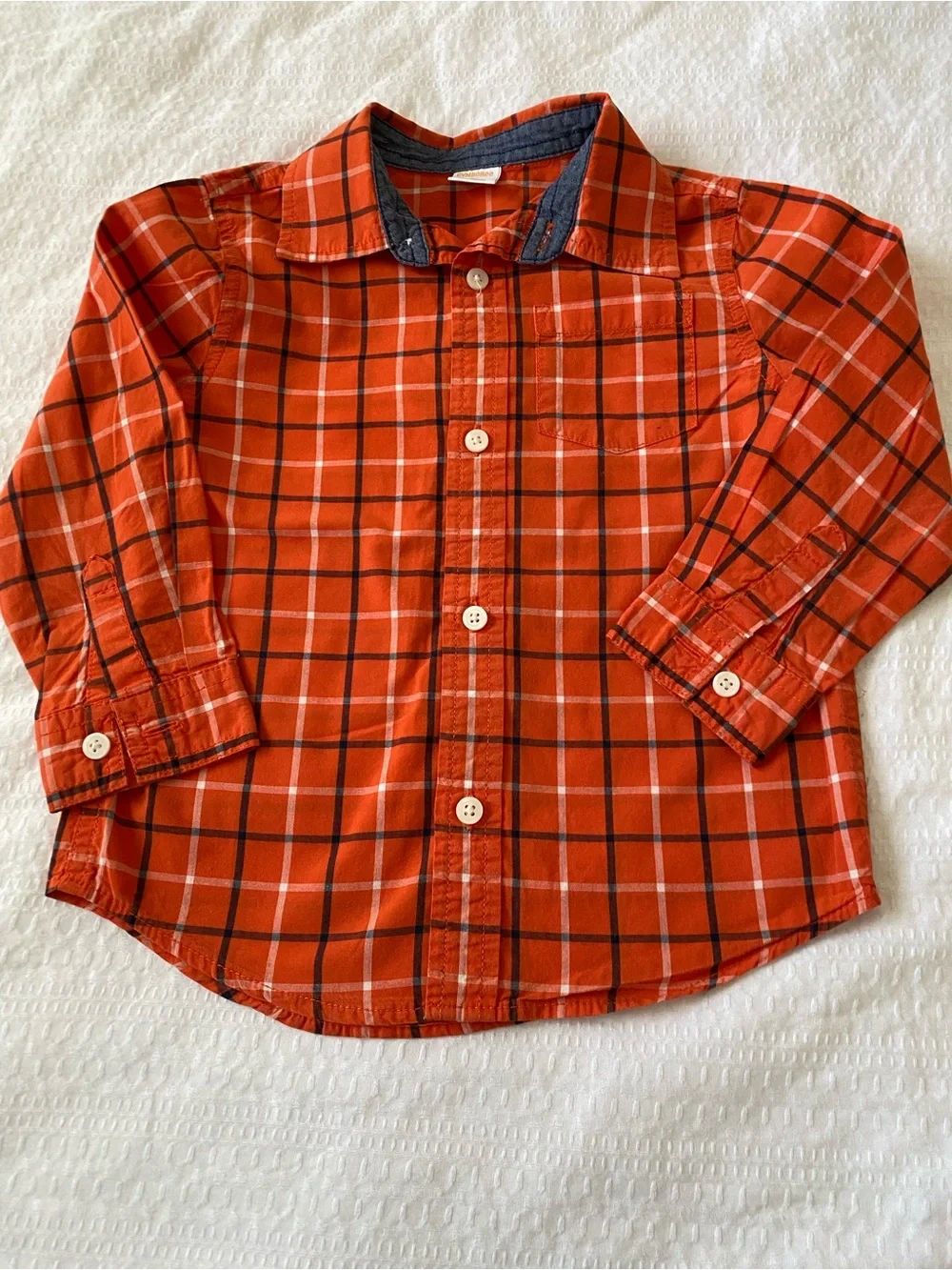 Gymboree Orange and Navy Plaid Button-Down Shirt
